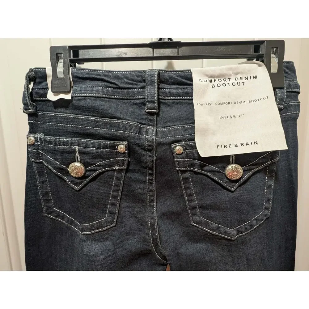 NEW! Fire & Rain Blue Comfort Denim Bootcut Low Rise Jeans Size 7/28